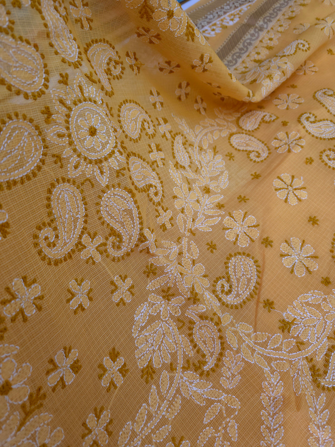 Hand Embroidered Chikankari Banarasi Silk Saree with Intricate Border & Palla Pattern – Includes  Blouse | Paridhan Chikan