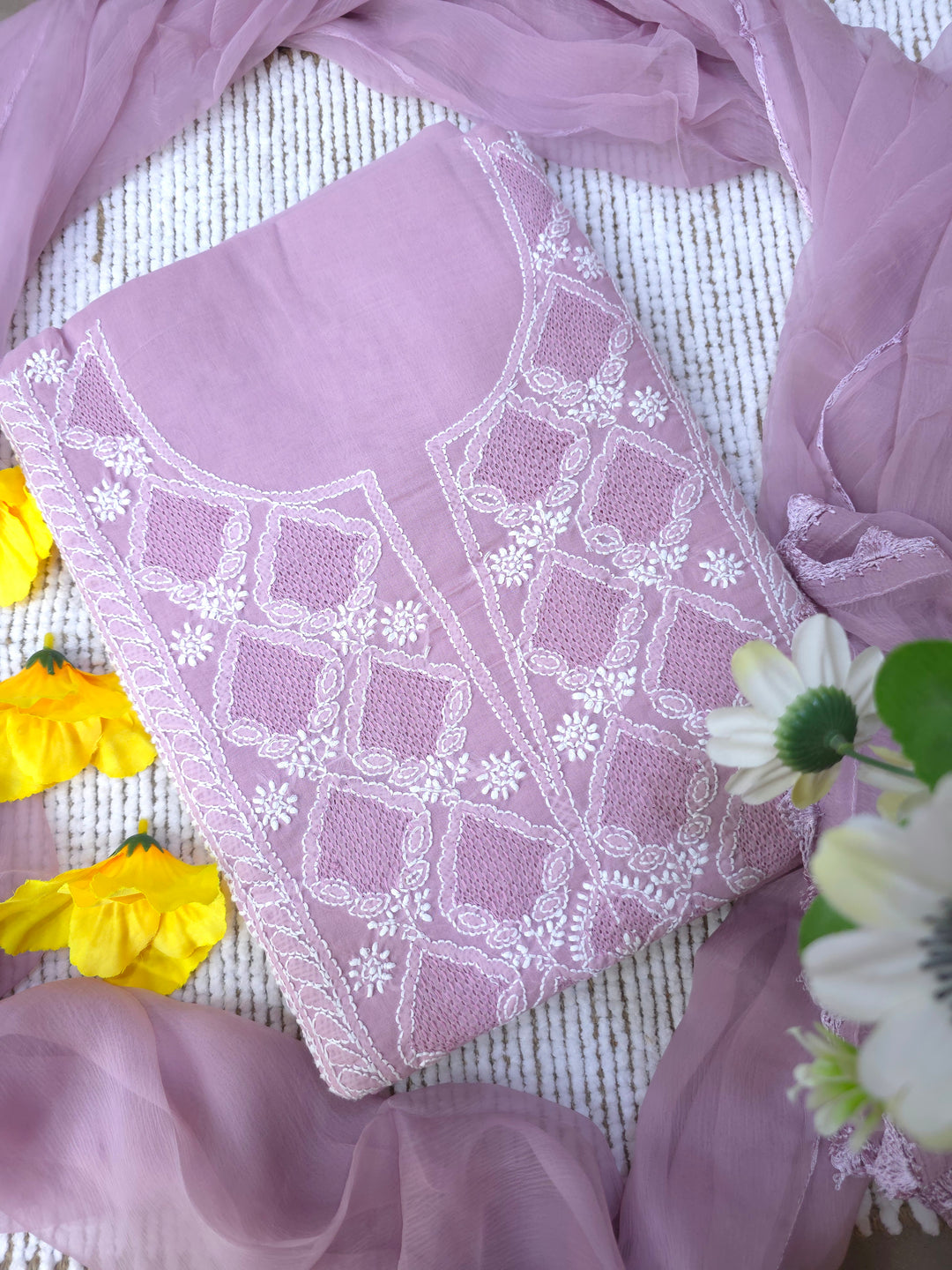 Sarahna Lucknow Hand Jaali Chikankari Cotton Dress Material