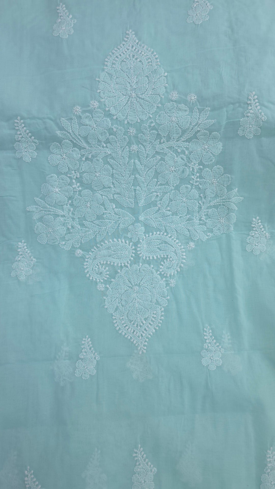 Darz Lucknowi Chikankari  Dress Material – Handmade Cotton Suit with Chiffon Dupatta