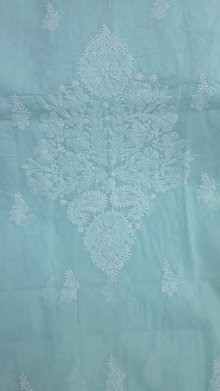 Darz Lucknowi Chikankari  Dress Material – Handmade Cotton Suit with Chiffon Dupatta