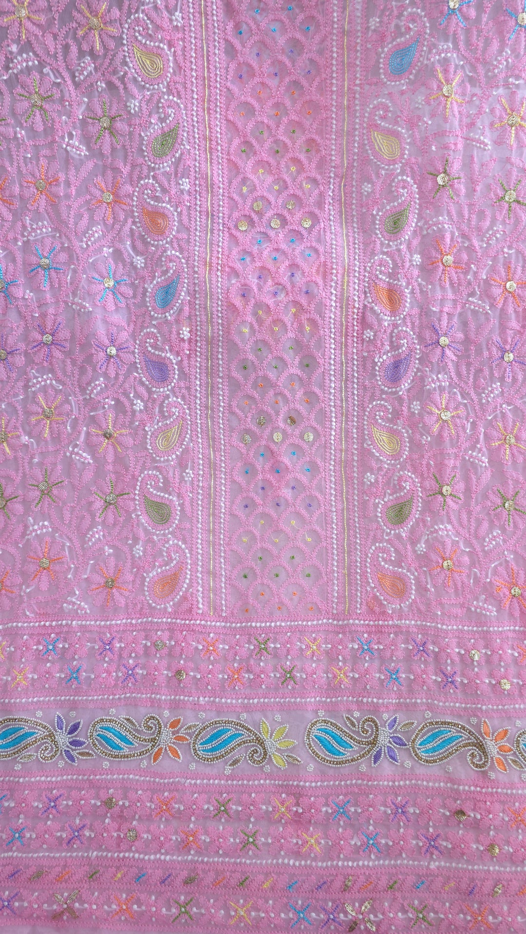 Fida Georgette Chikankari Dress Material Resham Aari pearl Work