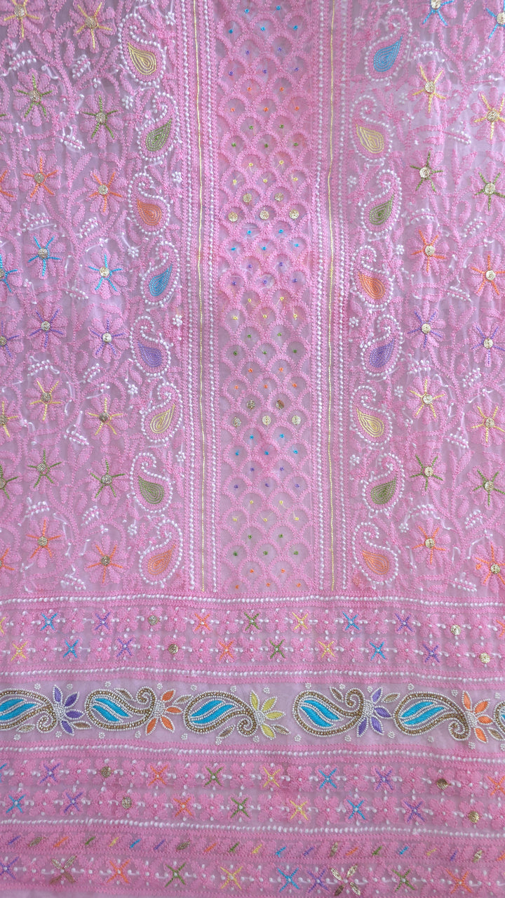 Fida Georgette Chikankari Dress Material Resham Aari pearl Work
