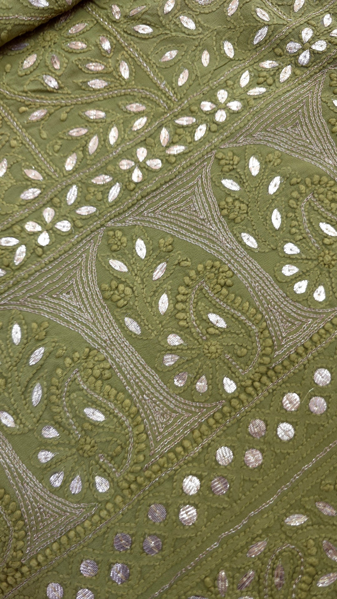 Pure Georgette Viscose Chikankari Dress Material with Gotta Patti & Resham Badla Hand Embroidery