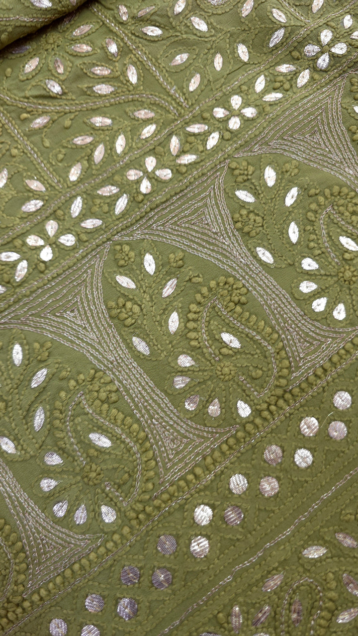 Pure Georgette Viscose Chikankari Dress Material with Gotta Patti & Resham Badla Hand Embroidery