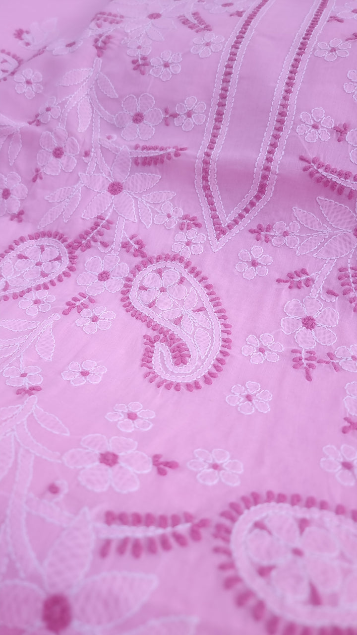 Paridhan Chikan Premium Handcrafted Chikankari Cotton Suit Set | Unstitched Dress Material with Chiffon Dupatta | Made in Lucknow