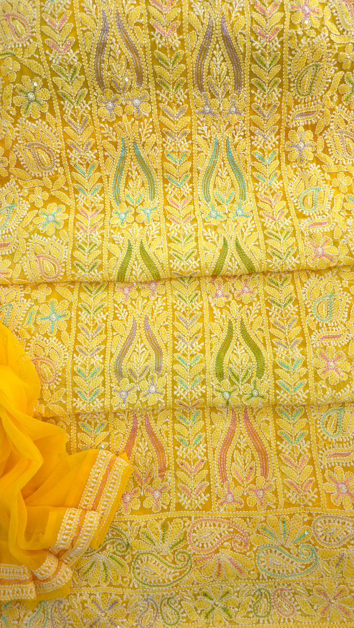 Georgette Chikankari Dress Material Resham Aari pearl Work