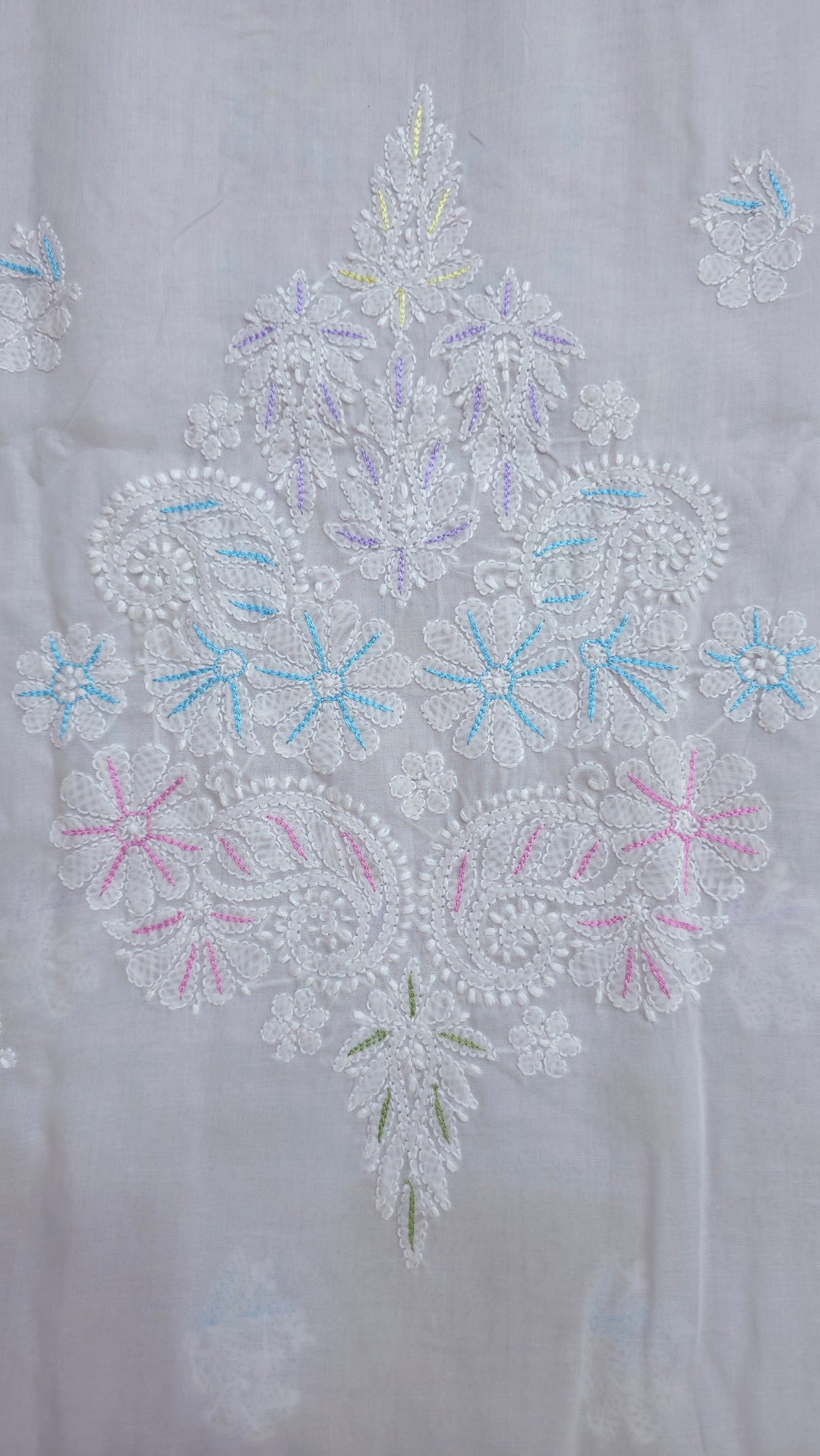 Nafasat Cotton Resham Neckline chikankari dress material