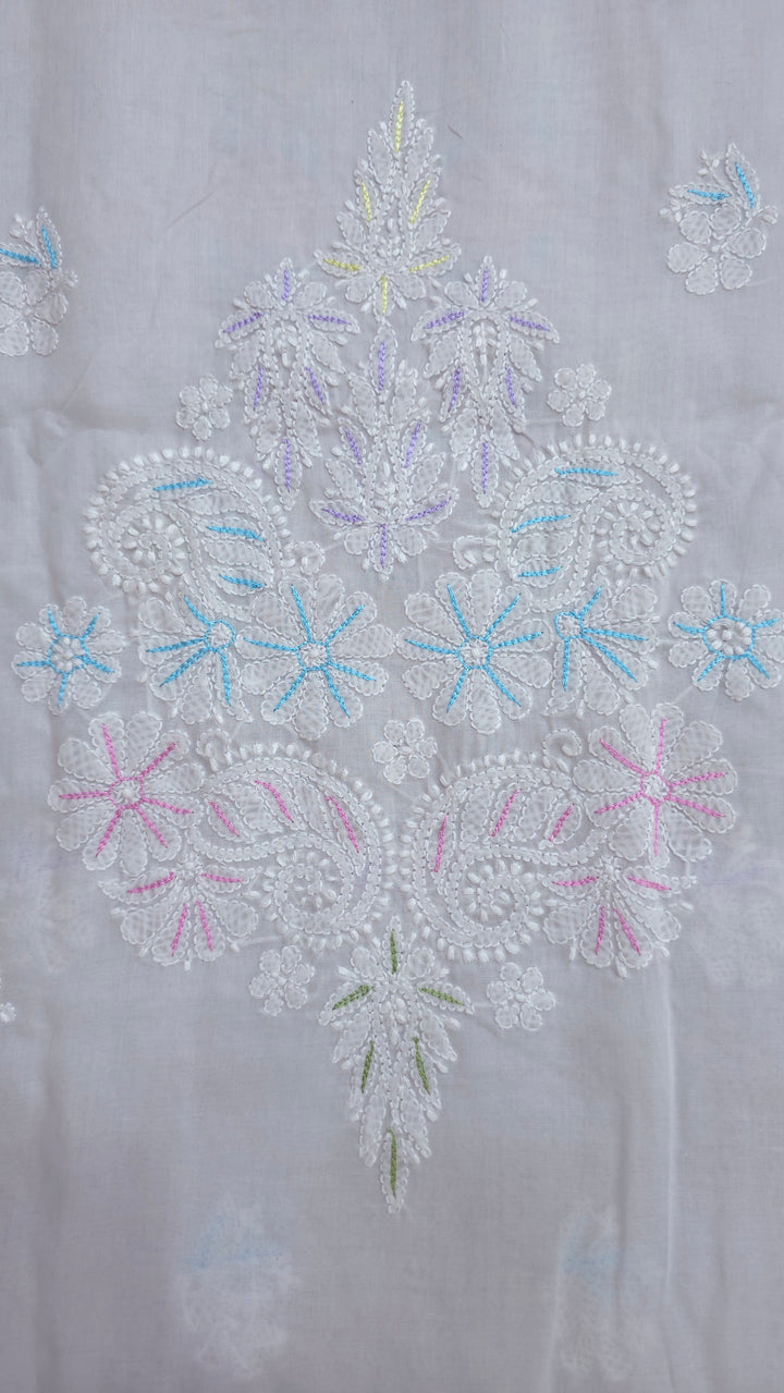 Nafasat Cotton Resham Neckline chikankari dress material
