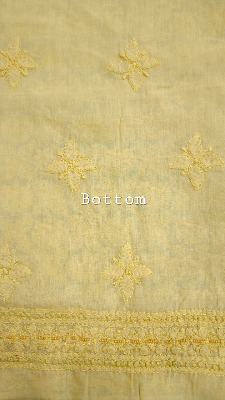 Paridhan Chikan Cotton Chikankari Unstitched Dress Material – 3 Pc Suit Set with Hand Embroidery & Pearl Work in Every Motif