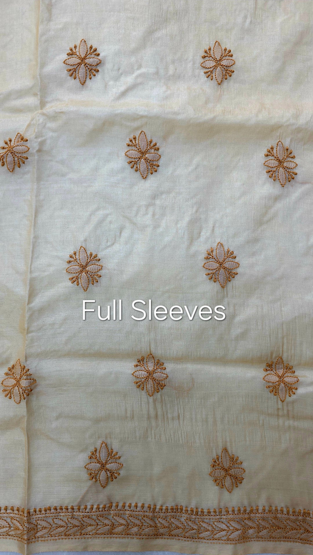 Pure Paper Silk Chikankari Fabric | Full Jaal Hand Embroidery Kurta Fabric for Women