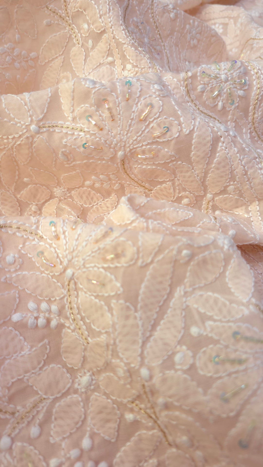 Afreen Premium Hand Embroidered Chikankari Cotton Unstitched Dress Material with Pure Chiffon Dupatta