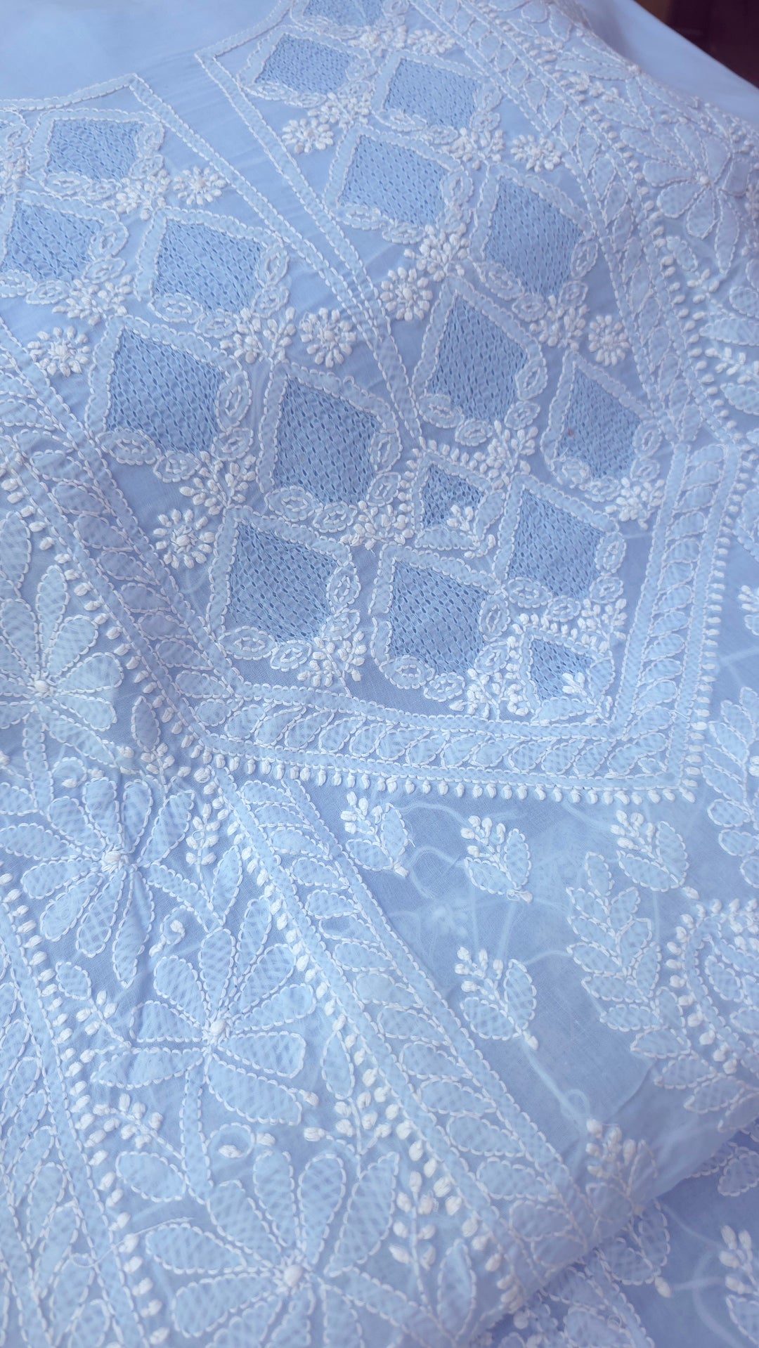 Sarahna Lucknow Hand Jaali Chikankari Cotton Dress Material