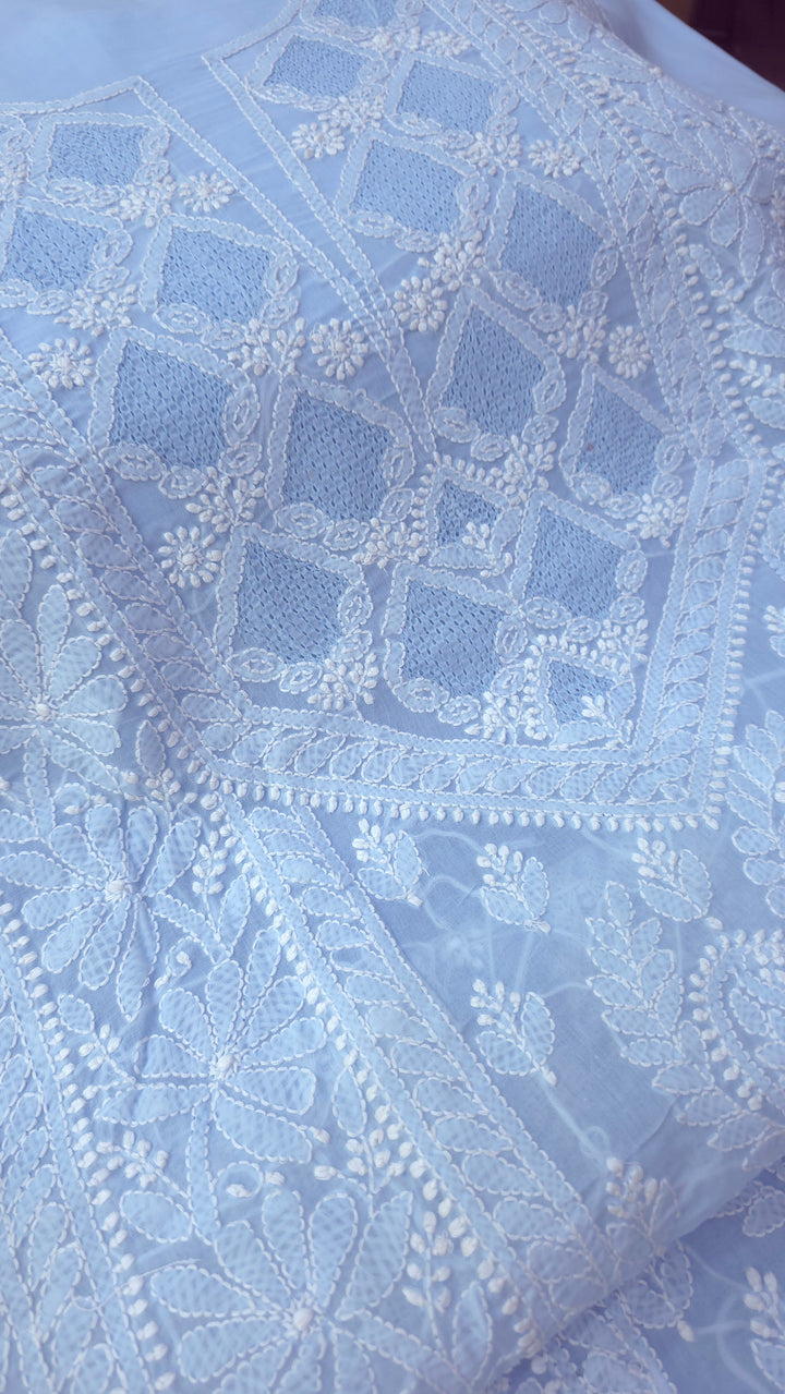 Sarahna Lucknow Hand Jaali Chikankari Cotton Dress Material
