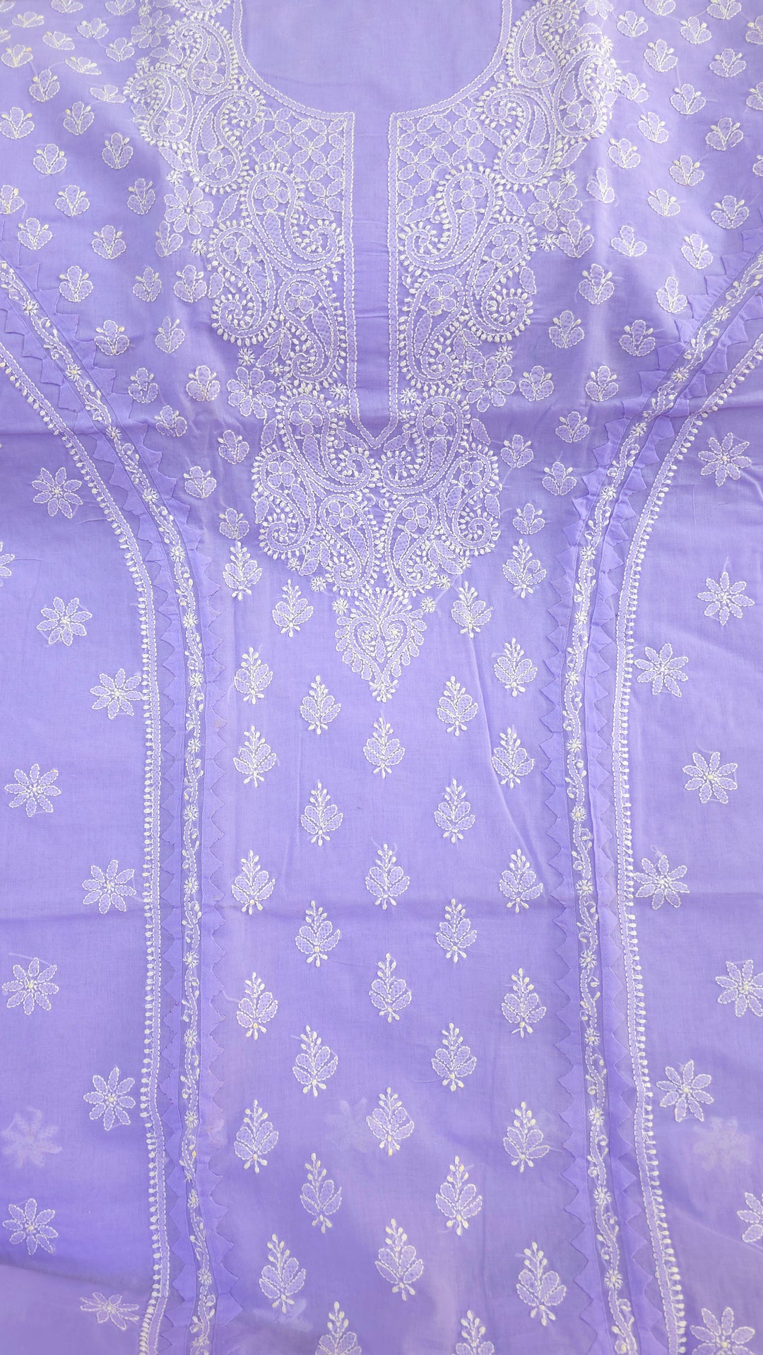 Darz Lucknowi Chikankari  Dress Material – Handmade Cotton Suit with Chiffon Dupatta