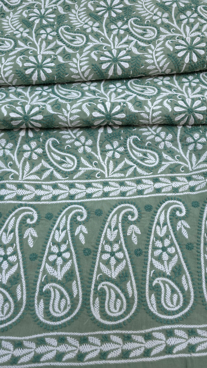 " Lucknowi Chikankari Unstitched Cotton Suit Set – Kurta, Bottom & Dupatta by Paridhan Chikan"