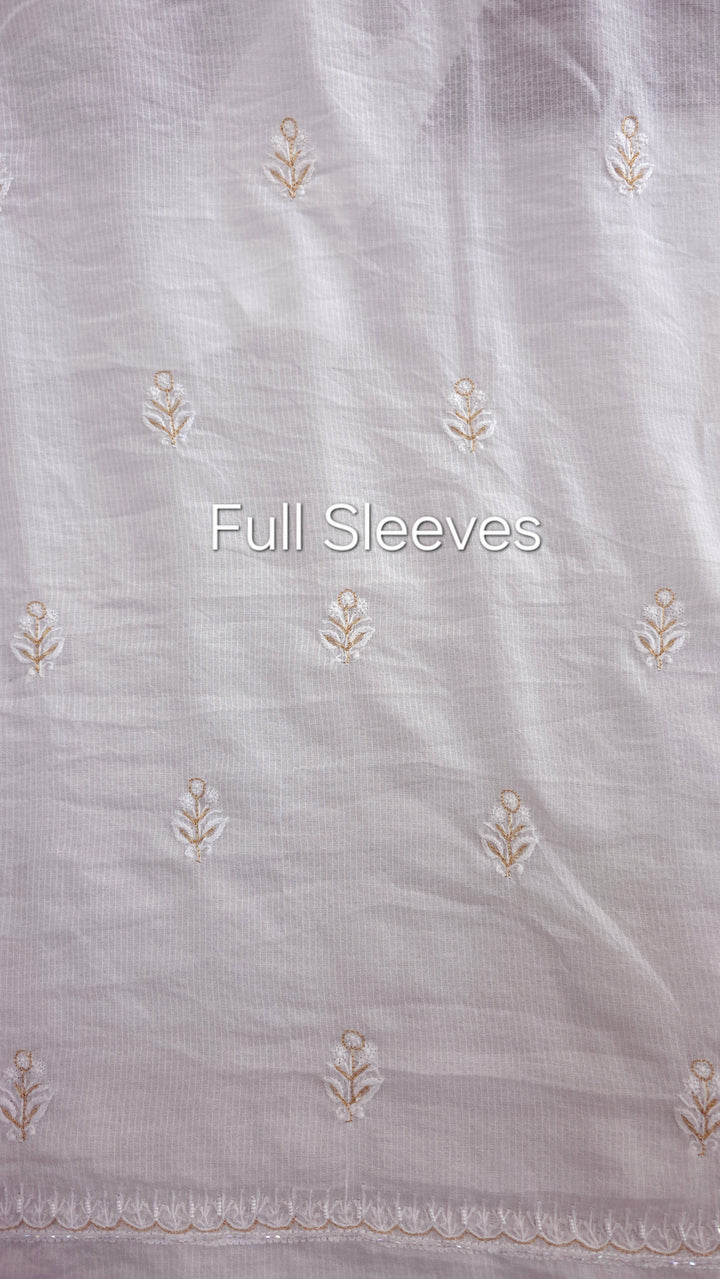 Pure Maheshwari Dyeable Chikankari Kurta Dupatta Set | Hand Embroidered 2 Taar Kurta with Kasab, Pearl & Cutdaana Work