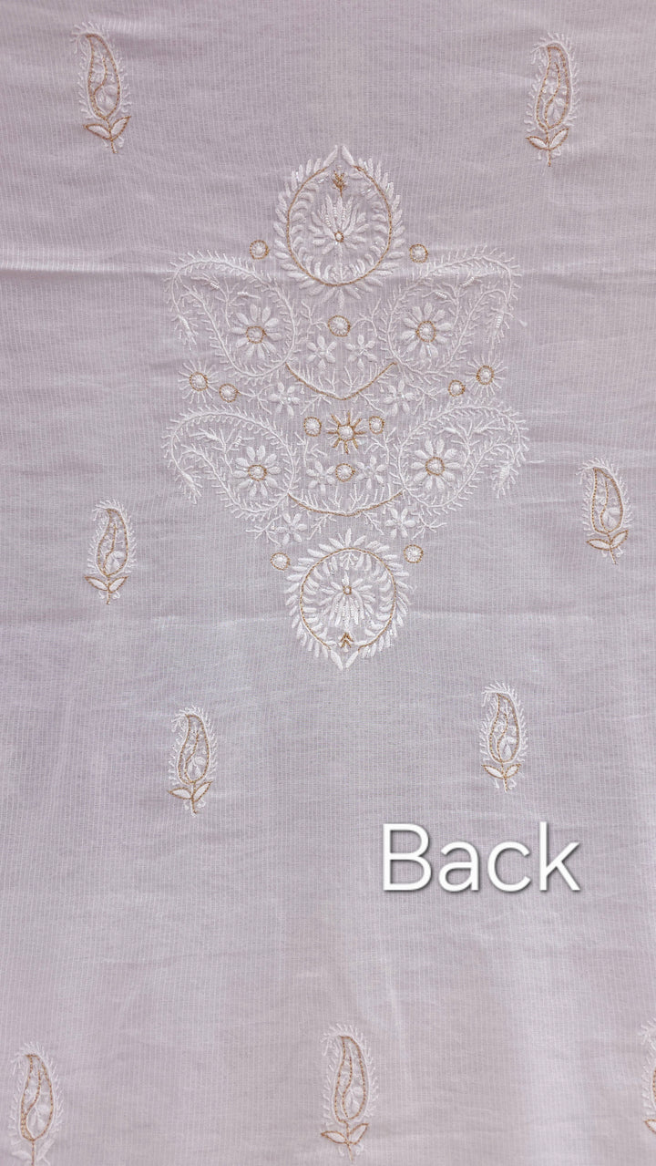Pure Maheshwari Dyeable Chikankari Kurta Dupatta Set | Hand Embroidered 2 Taar Kurta with Kasab, Pearl & Cutdaana Work