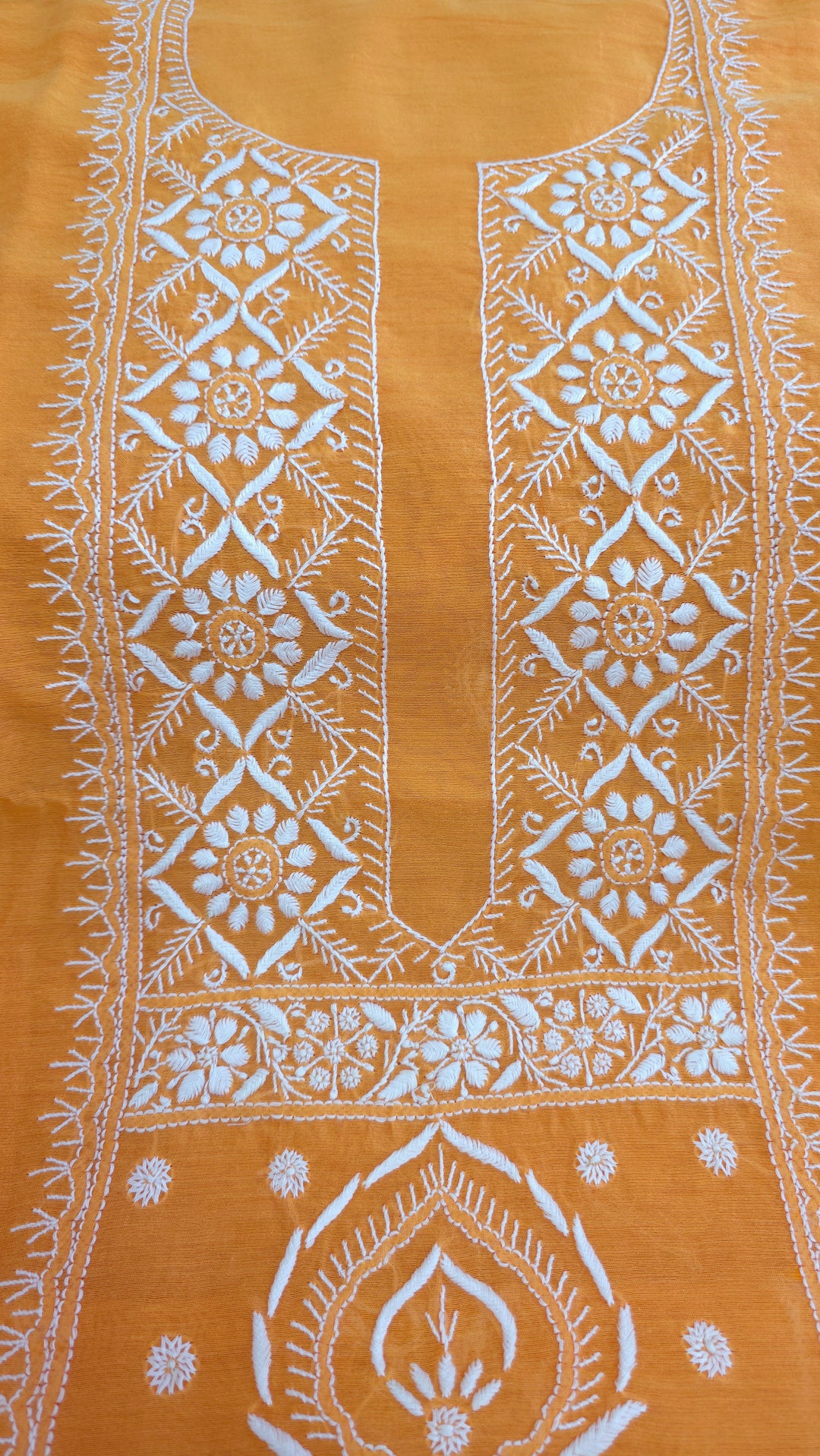 Lucknowi 2 Taar Chikankari Chanderi Kurta Dupatta Set – Handmade Festive Wear
