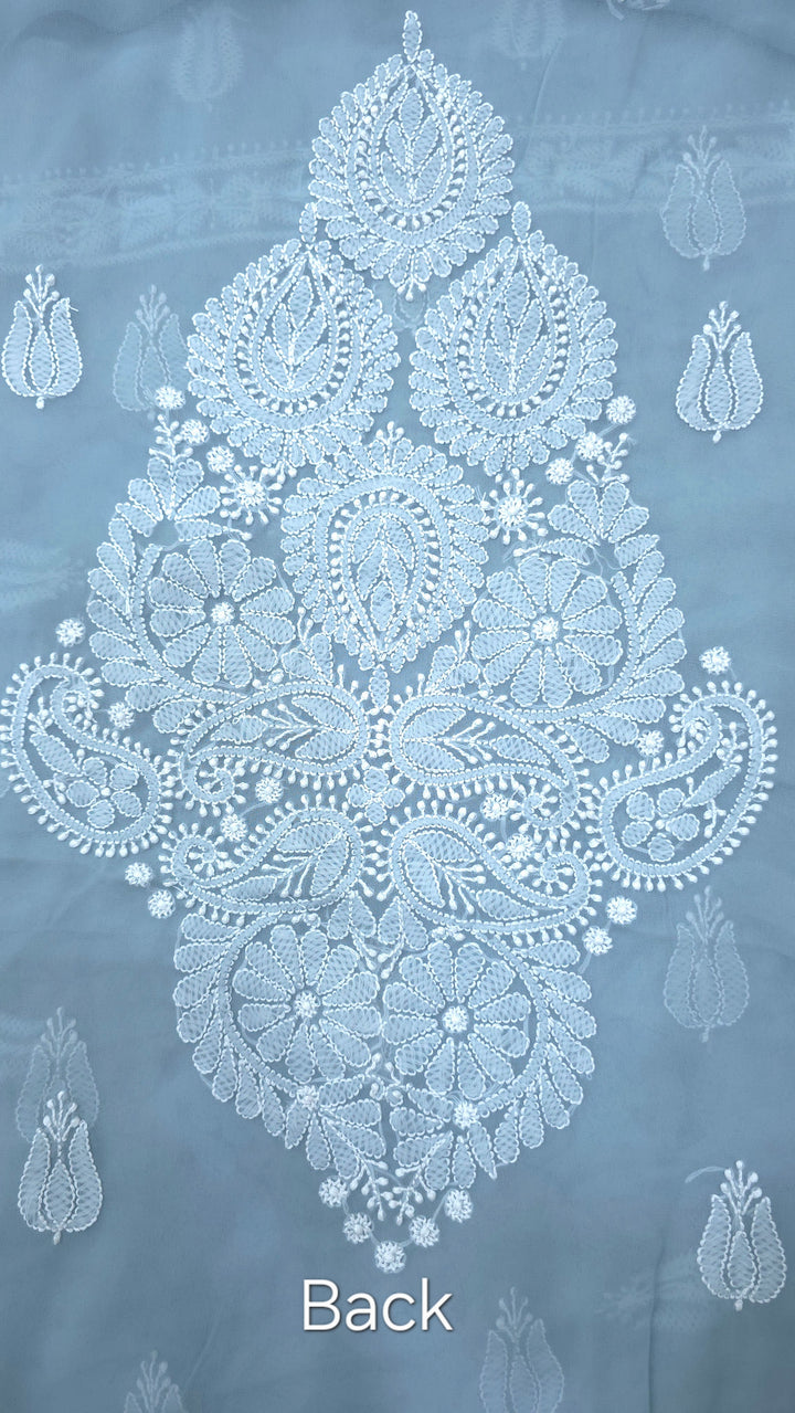 Lucknowi Georgette Chikankari Dress Material – Hand Embroidery Kurta, Bottom & Dupatta | Festive Queen Shades