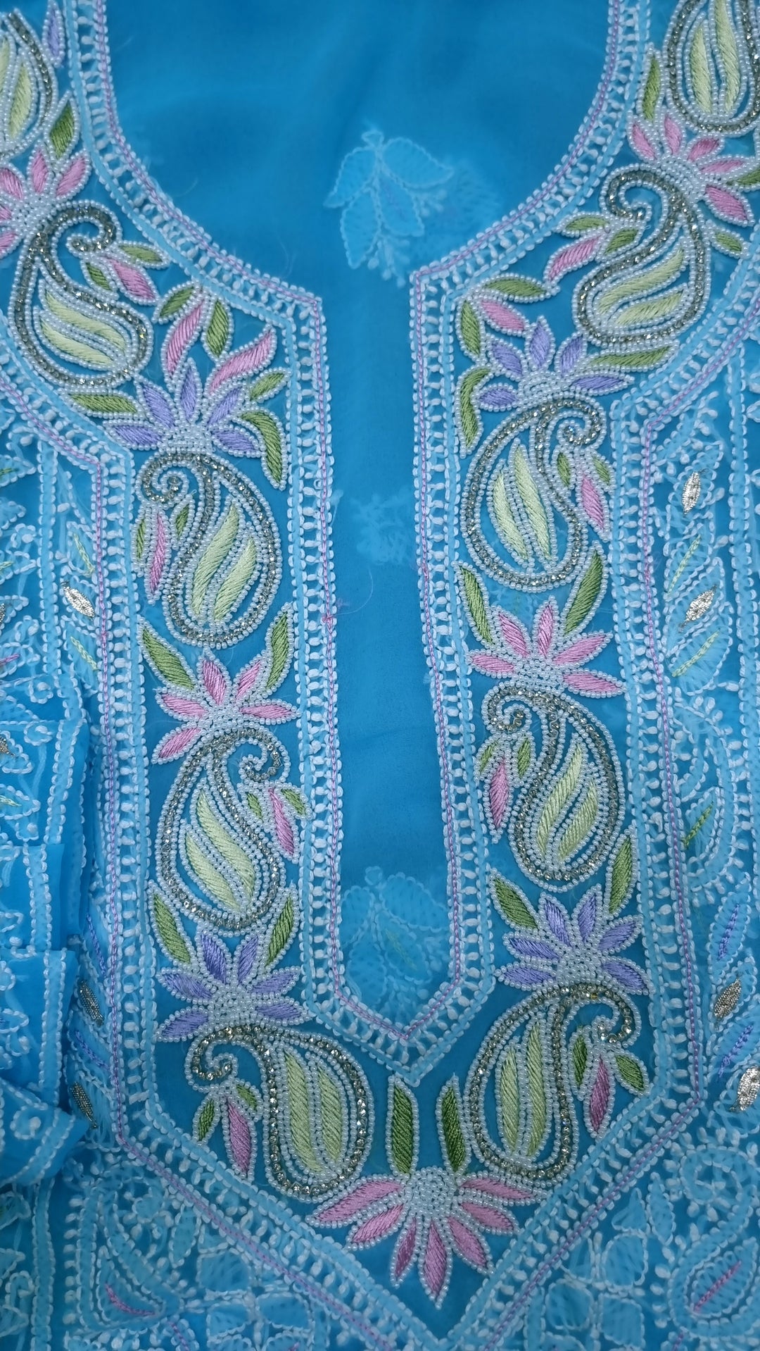 Georgette Chikankari Dress Material Resham Aari Work