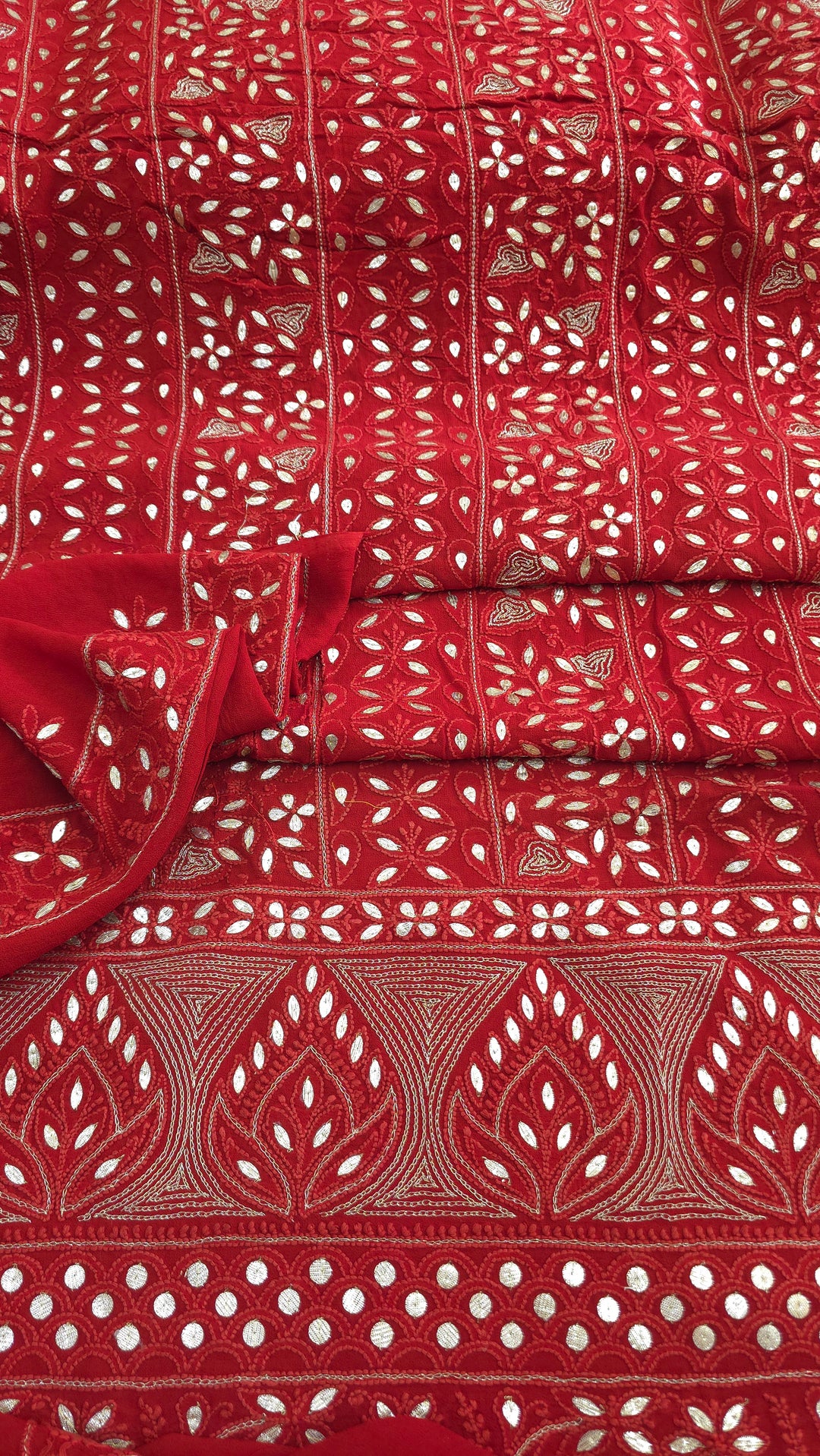 Pure Georgette Viscose Chikankari Dress Material with Gotta Patti & Resham Badla Hand Embroidery