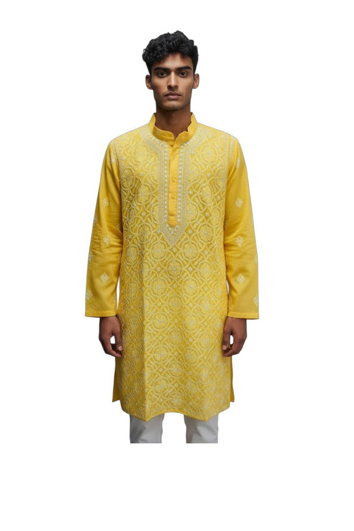 Shaan Cotton full hand embroidered Men's chikankari kurta