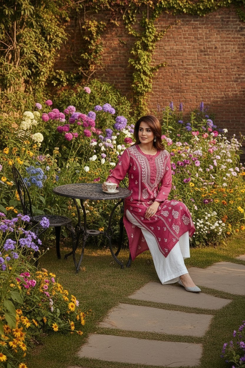 Pure Muslin Chikankari Kurti