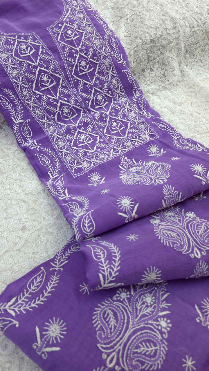Lucknowi 2 Taar Chikankari Chanderi Kurta Dupatta Set – Handmade Festive Wear