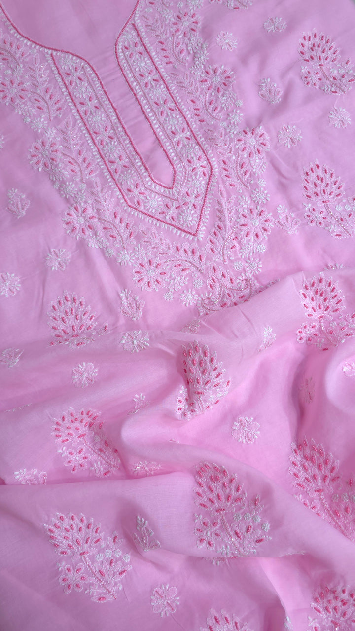 Pearl Chikankari Cotton Dress Material | Paridhan Chikan