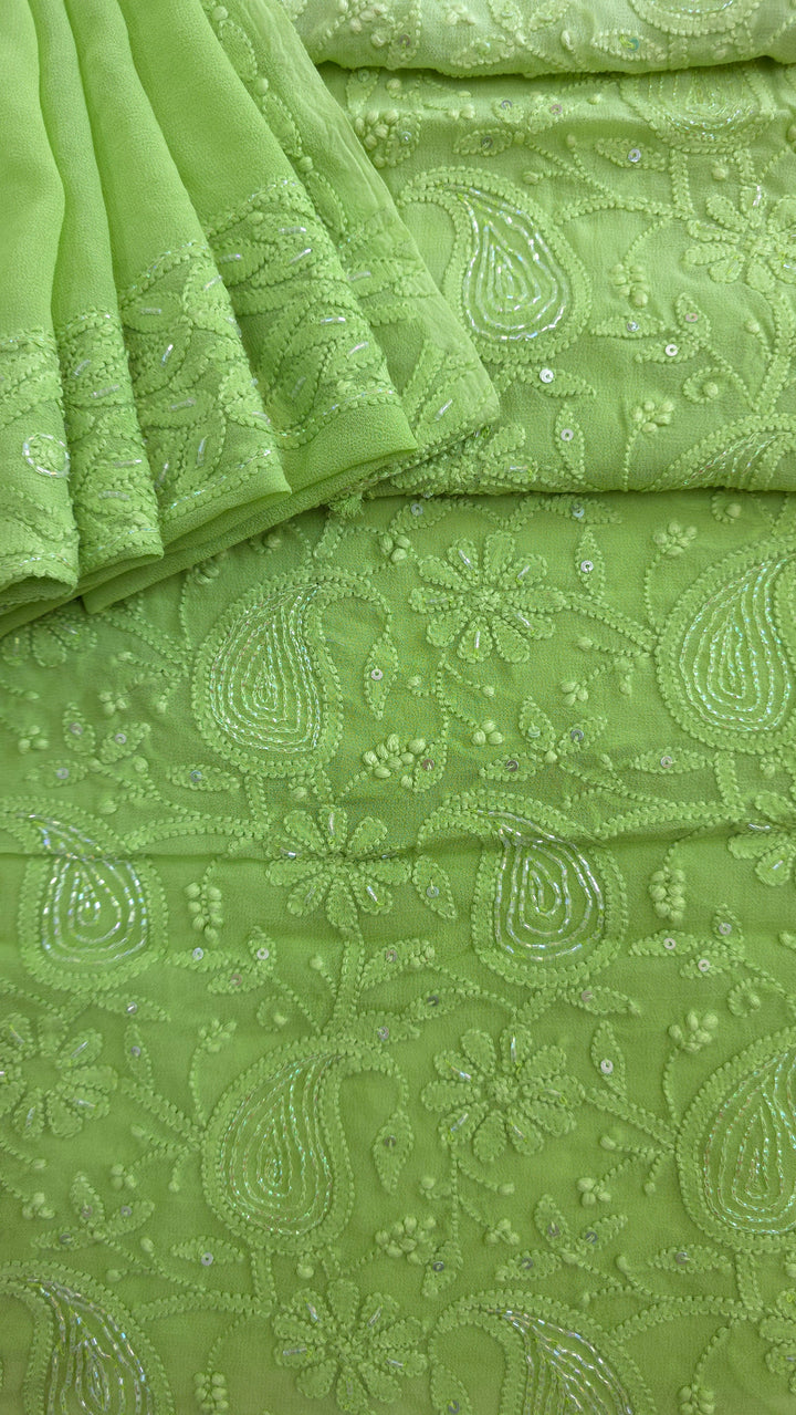 Pure Georgette Viscose Chikankari Dress Material | Paridhan