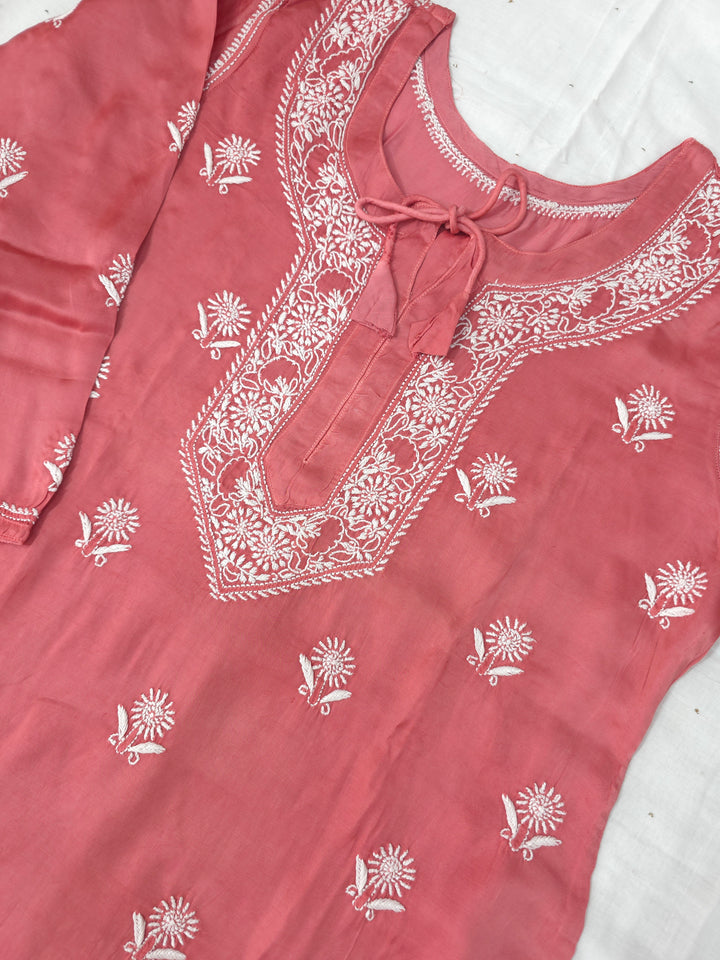 Women's Modal Satin Chikankari Top – Authentic 2 Taar Hand Embroidery