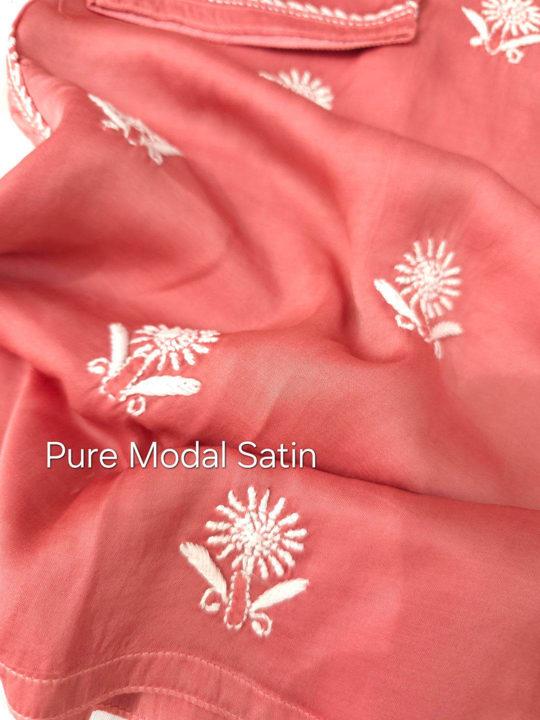 Women's Modal Satin Chikankari Top – Authentic 2 Taar Hand Embroidery