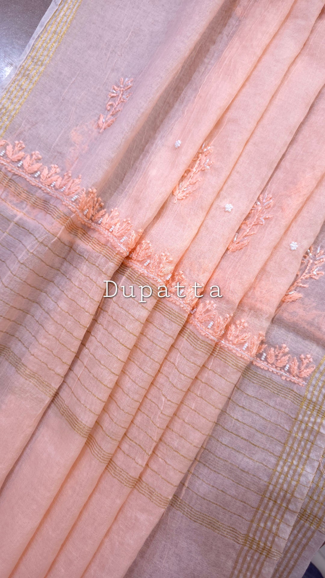 Hiba Premium Mul Chanderi Supersoft Dyeable Chikankari Dress Material | Hand Embroidered with Pearls & Cutdaana | Kurta & Dupatta Set
