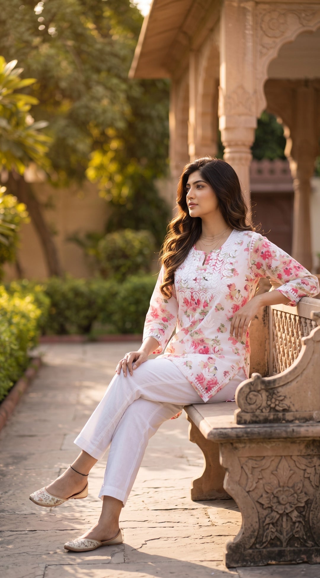 Myra Pure Mul Cotton Chikankari Top for Women | Hand Embroidered Lucknowi Cotton Top | Paridhan Chikan