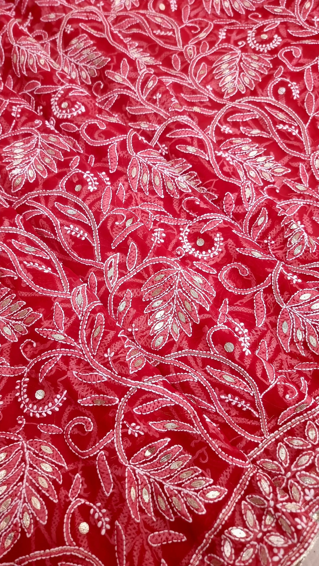 (Copy) Georgette Chikankari Saree - red