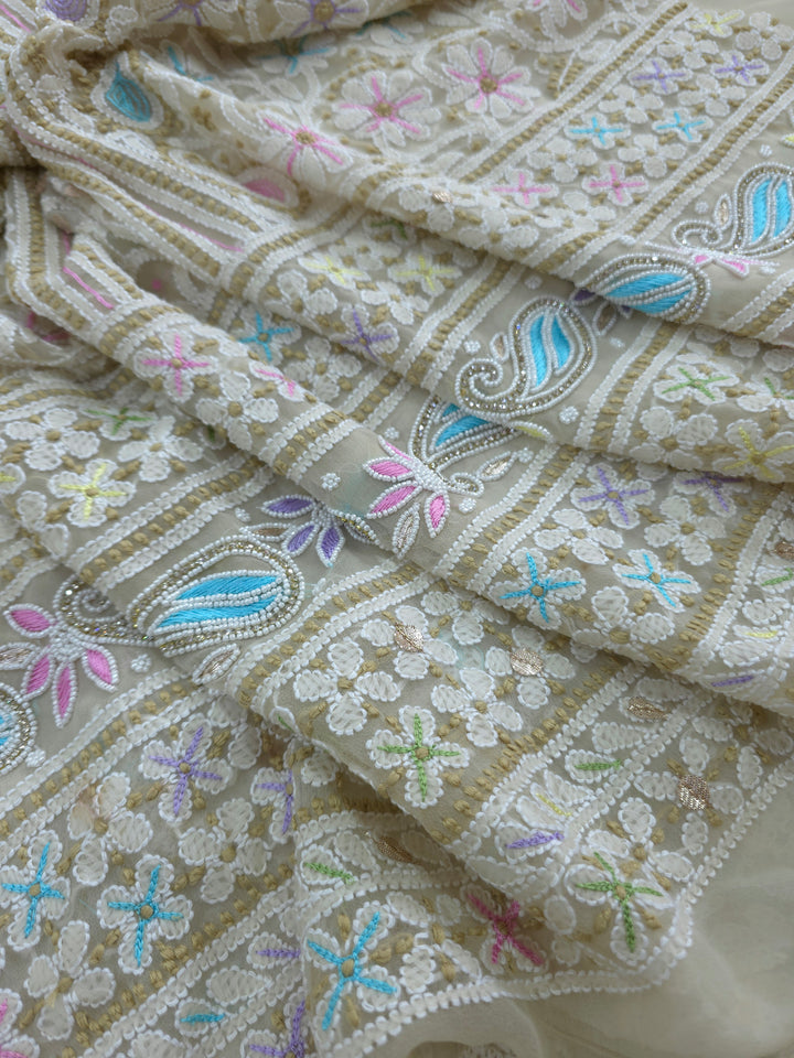 Fida Georgette Chikankari Dress Material Resham Aari pearl Work