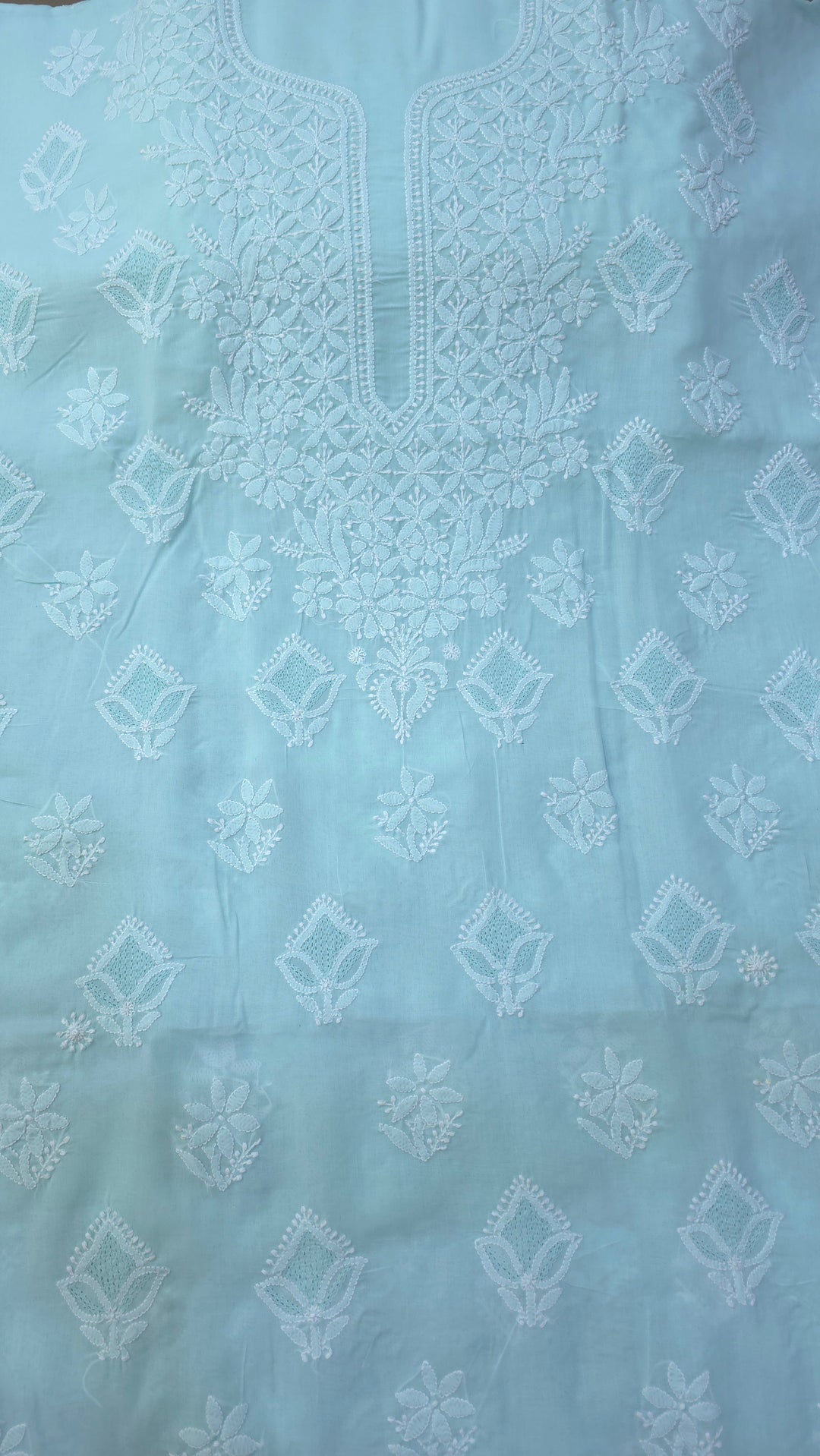 Nawazish Handmade Jaali Chikankari Cotton Dress Material with Chiffon Dupatta | Authentic Lucknow Hand Embroidery | Unstitched Suit Set