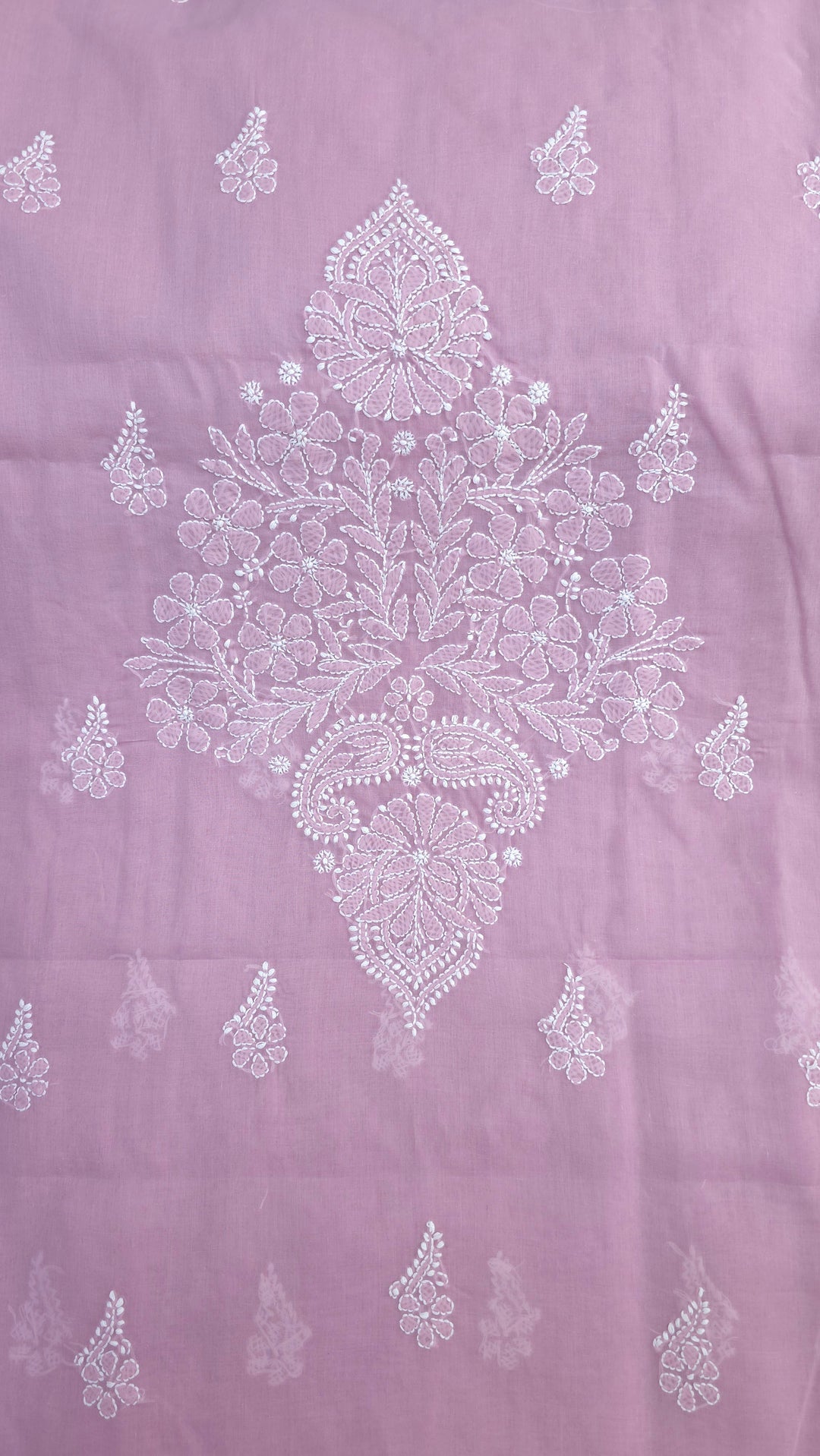 Darz Lucknowi Chikankari  Dress Material – Handmade Cotton Suit with Chiffon Dupatta