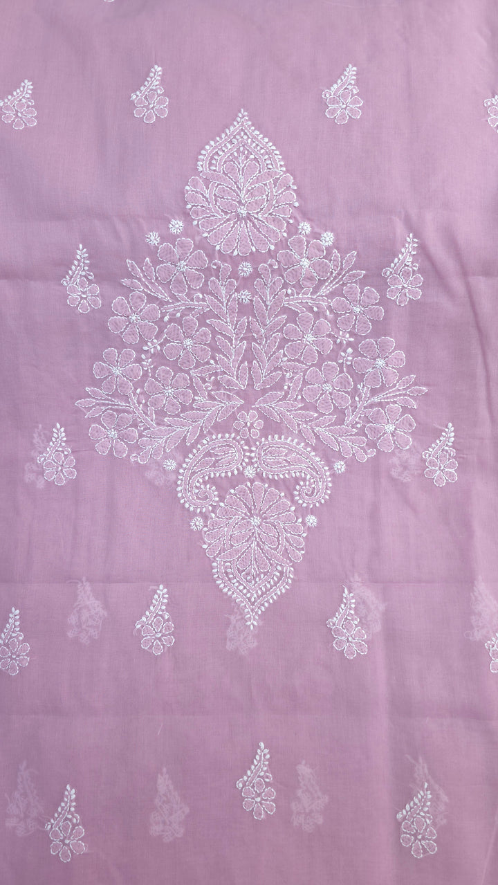 Darz Lucknowi Chikankari  Dress Material – Handmade Cotton Suit with Chiffon Dupatta