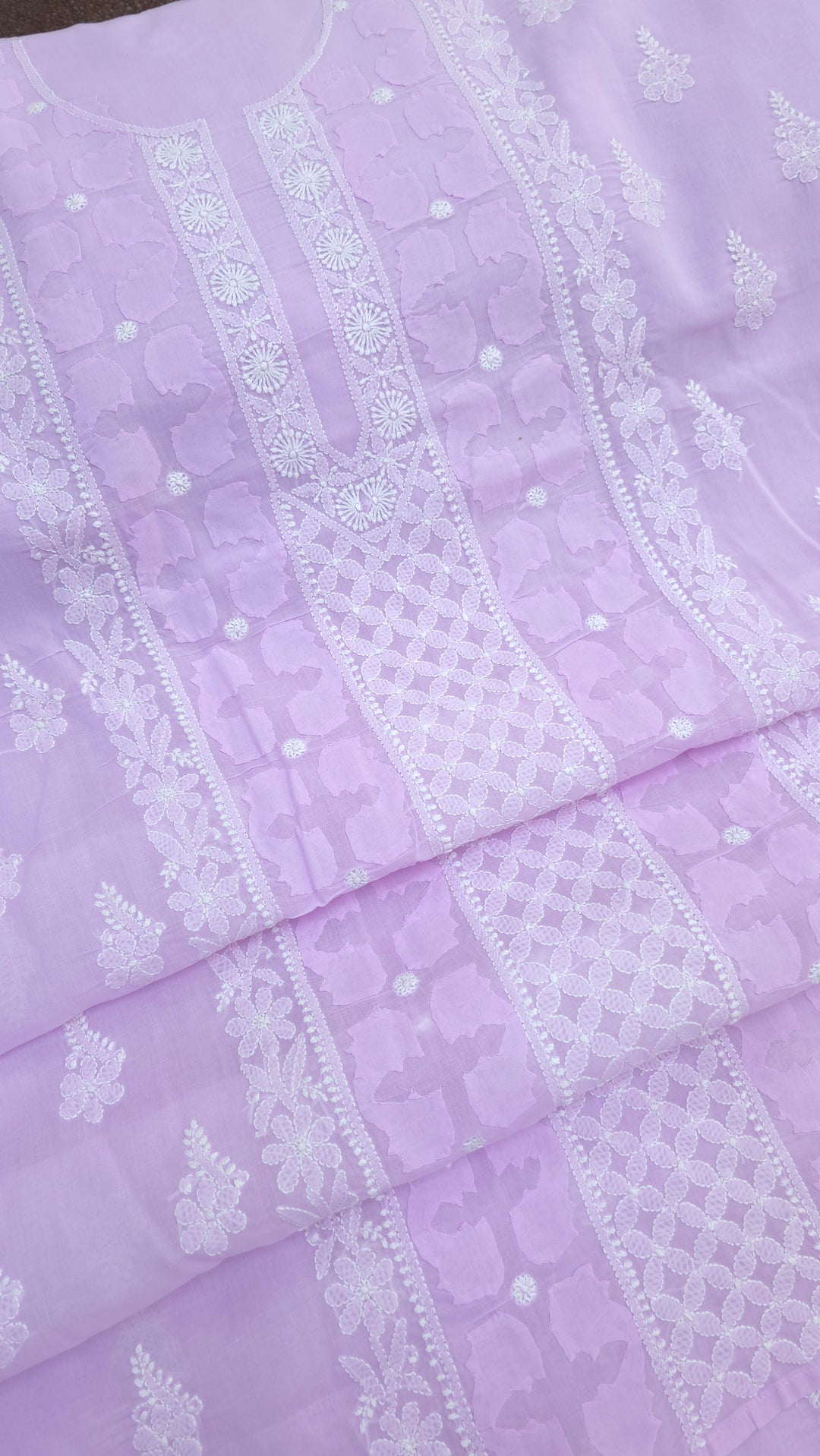 Darz Lucknowi Chikankari  Dress Material – Handmade Cotton Suit with Chiffon Dupatta
