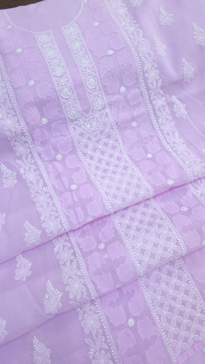 Darz Lucknowi Chikankari  Dress Material – Handmade Cotton Suit with Chiffon Dupatta