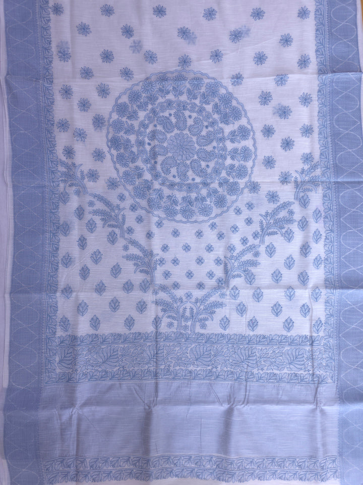 Hand Embroidered Chikankari Banarasi Silk Saree with Intricate Border & Palla Pattern – Includes  Blouse | Paridhan Chikan