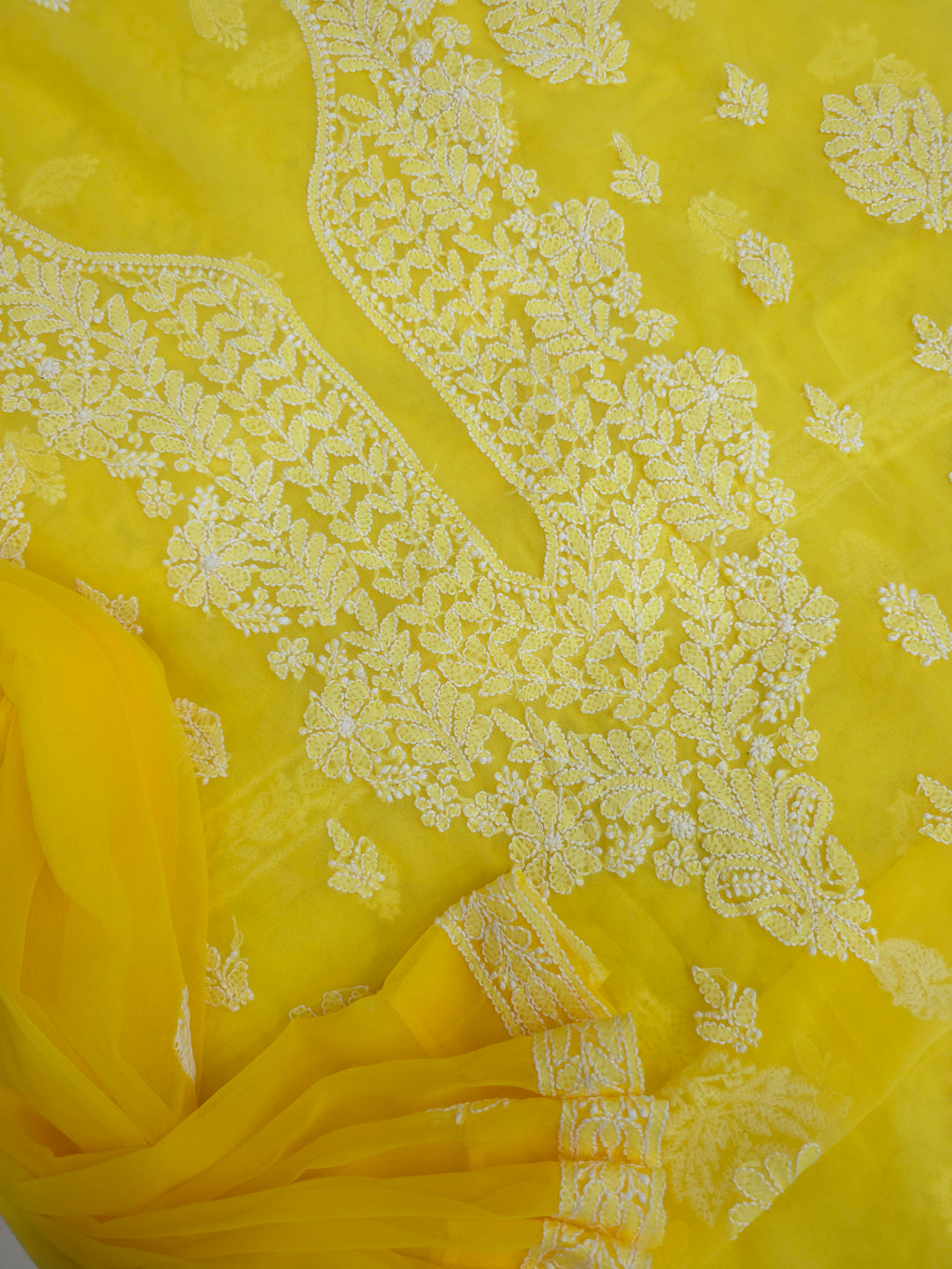 Lucknowi Georgette Chikankari Dress Material – Hand Embroidery Kurta, Bottom & Dupatta | Festive Queen Shades