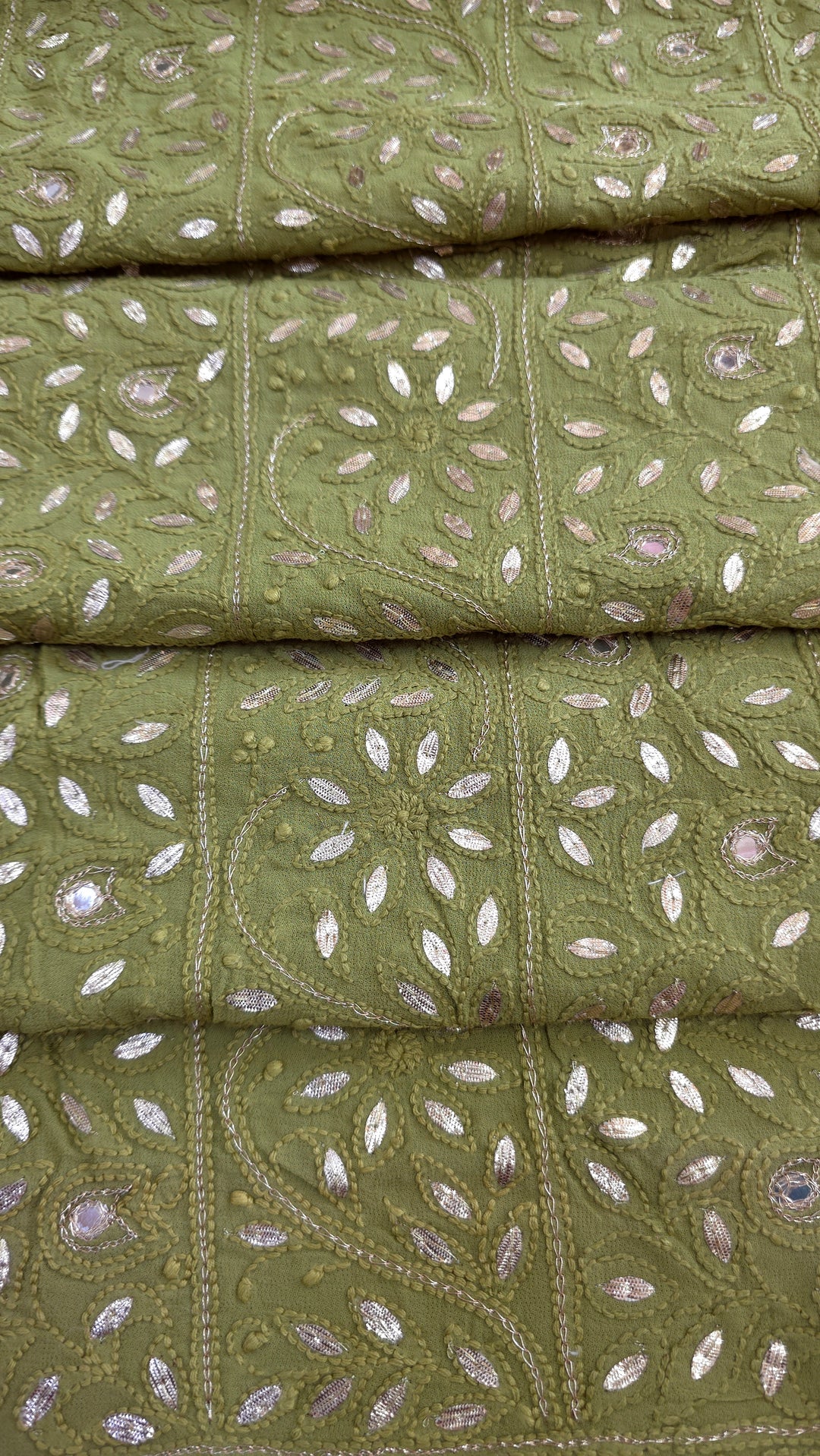 Pure Georgette Viscose Chikankari Dress Material with Gotta Patti & Resham Badla Hand Embroidery