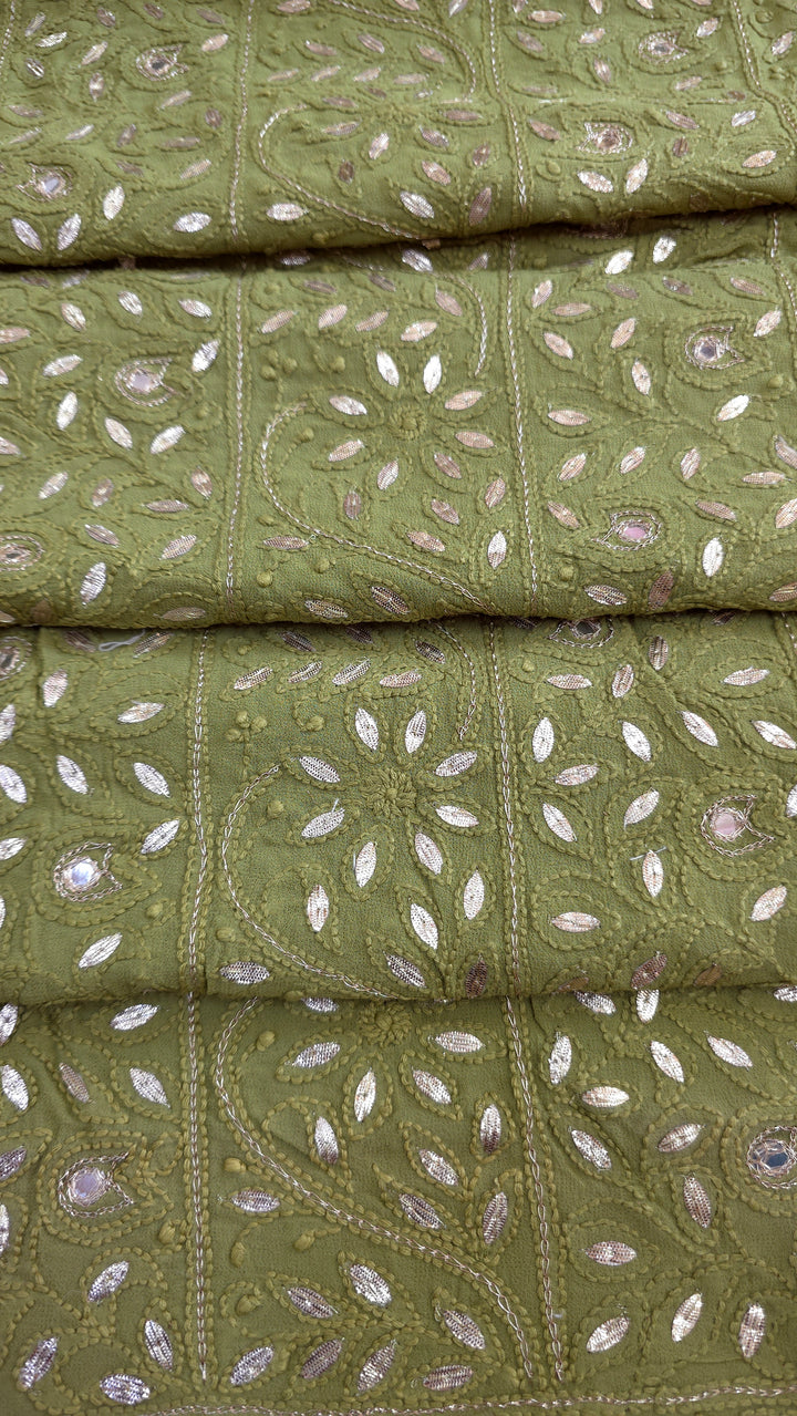 Pure Georgette Viscose Chikankari Dress Material with Gotta Patti & Resham Badla Hand Embroidery