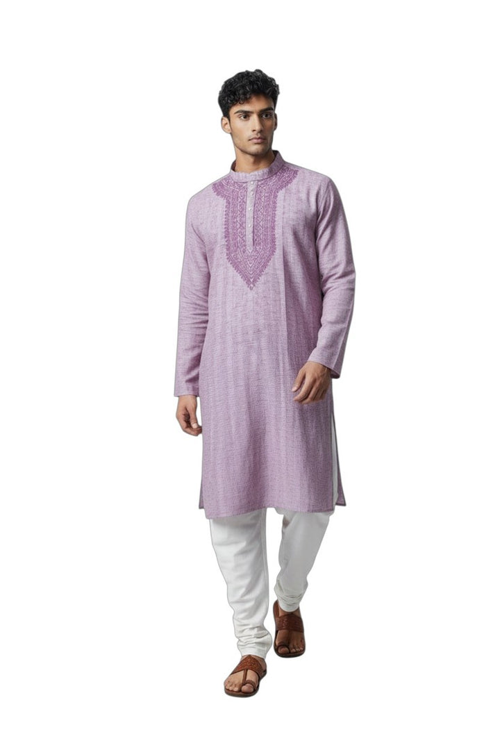 Rayan Cotton linen hand embroidered Men's chikankari kurta