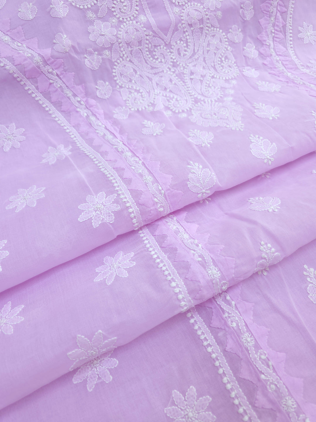Darz Lucknowi Chikankari  Dress Material – Handmade Cotton Suit with Chiffon Dupatta