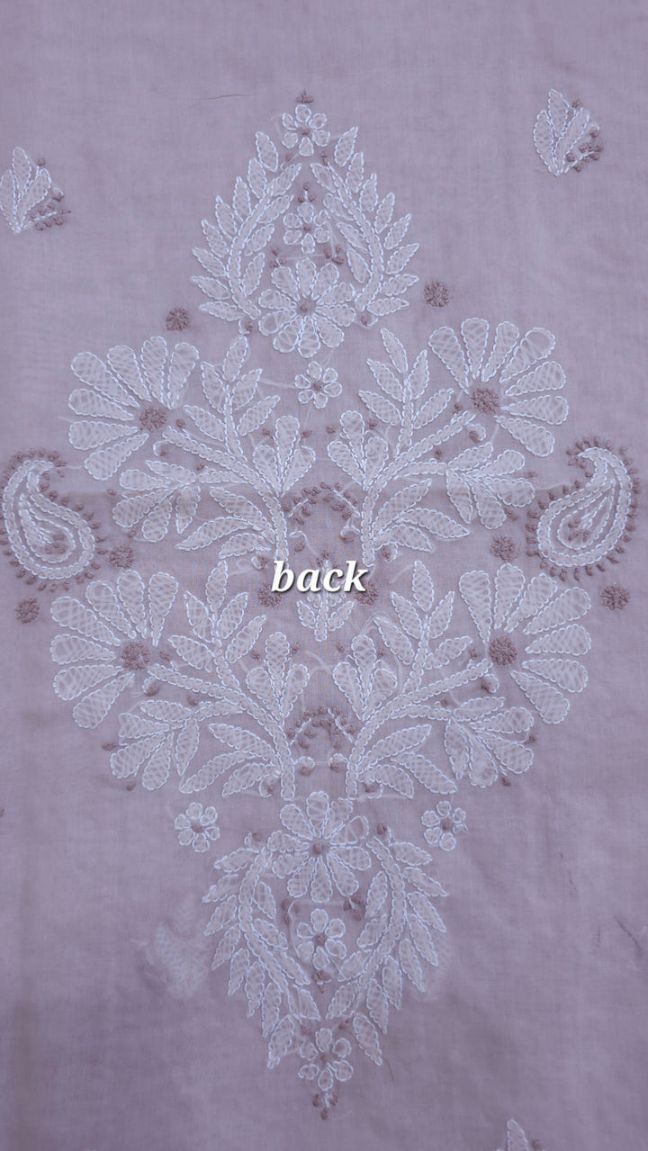 Darz Lucknowi Chikankari  Dress Material – Handmade Cotton Suit with Chiffon Dupatta