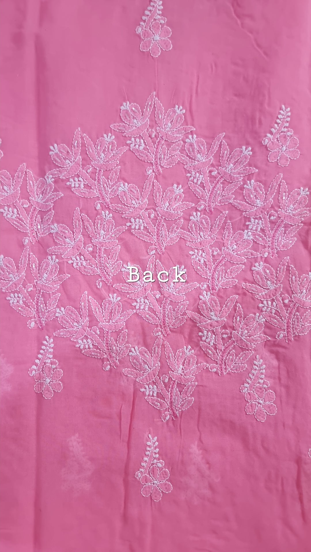 Unstitched Cotton Hand Embroidered Chikankari Dress Material with Cutdana, Resham & Badla Work | Pure Chiffon Dupatta | Lucknowi Artistry