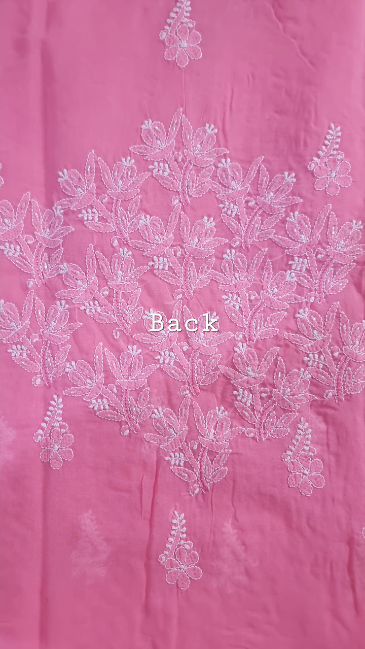 Unstitched Cotton Hand Embroidered Chikankari Dress Material with Cutdana, Resham & Badla Work | Pure Chiffon Dupatta | Lucknowi Artistry